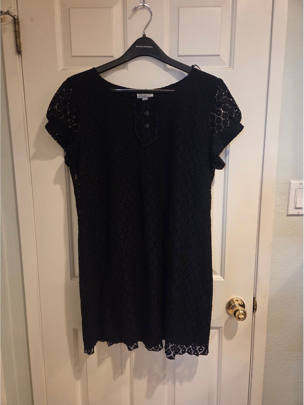 Y2k en focus Black Lace Short Sleeve Dress Size 14